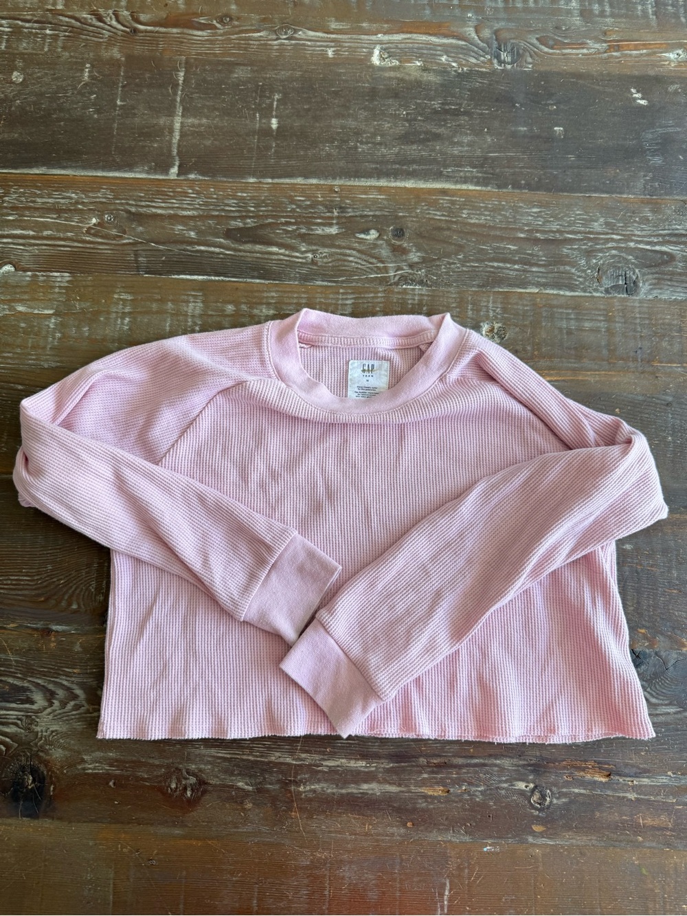 GAP Light Pink Ribbed Cropped Crewneck Top
